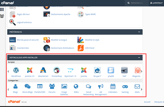 LWS 3 cpanel lws hébergeur