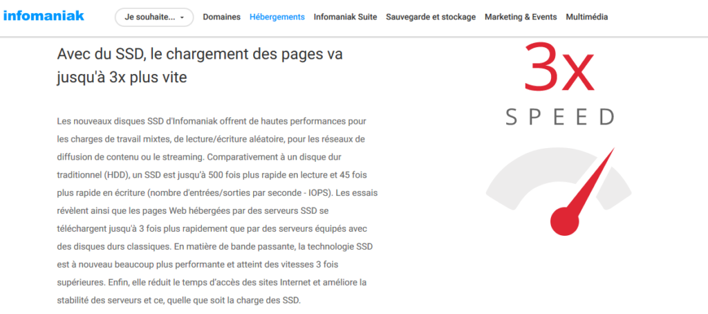 Les meilleurs hébergements avec disques SSD 2 hebergement ssd infomaniak