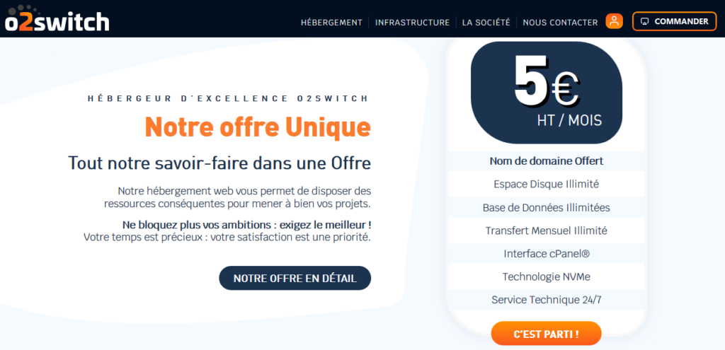 Hébergement web françaises o2switch