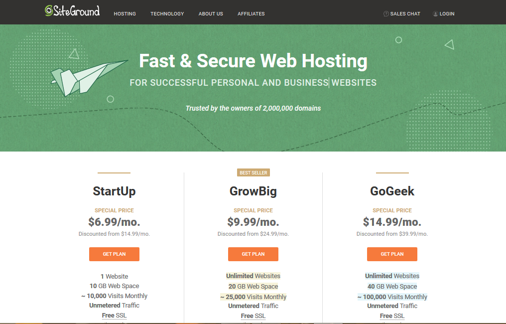 Hébergements pour Drupal Siteground