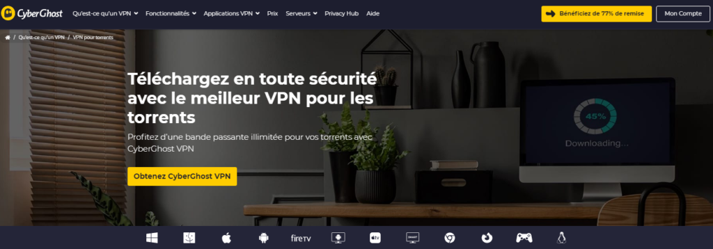 VPN pour télécharger des torrents CyberGhost