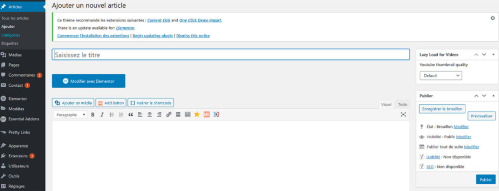 ajouter un article WordPress